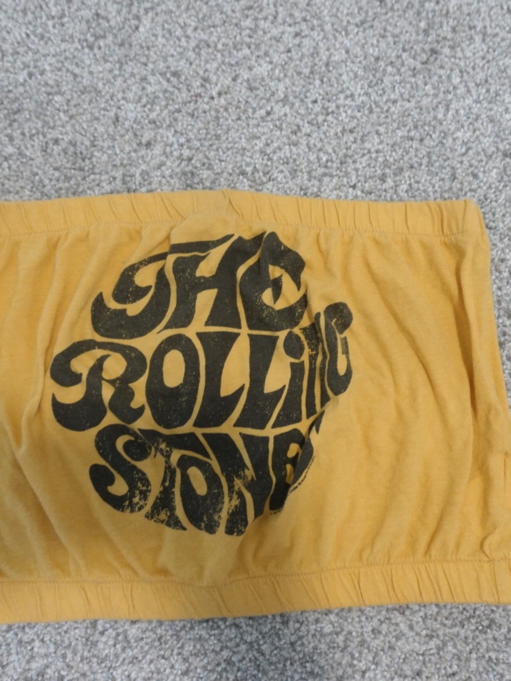 Yellow Rolling Stones Tube Top with Black Graphic